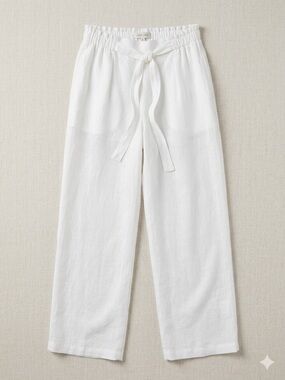 by & by White Wide-Leg Linen pants